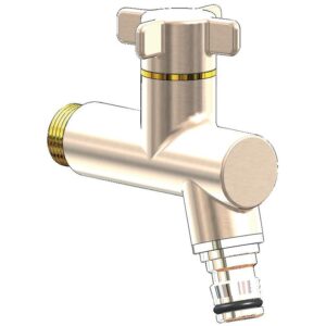 Robinet d'arrossage Oslo modèle vertical mâle 15x21 et sortie à raccord automatique - finition nickelé - ANQUIER - 113535
