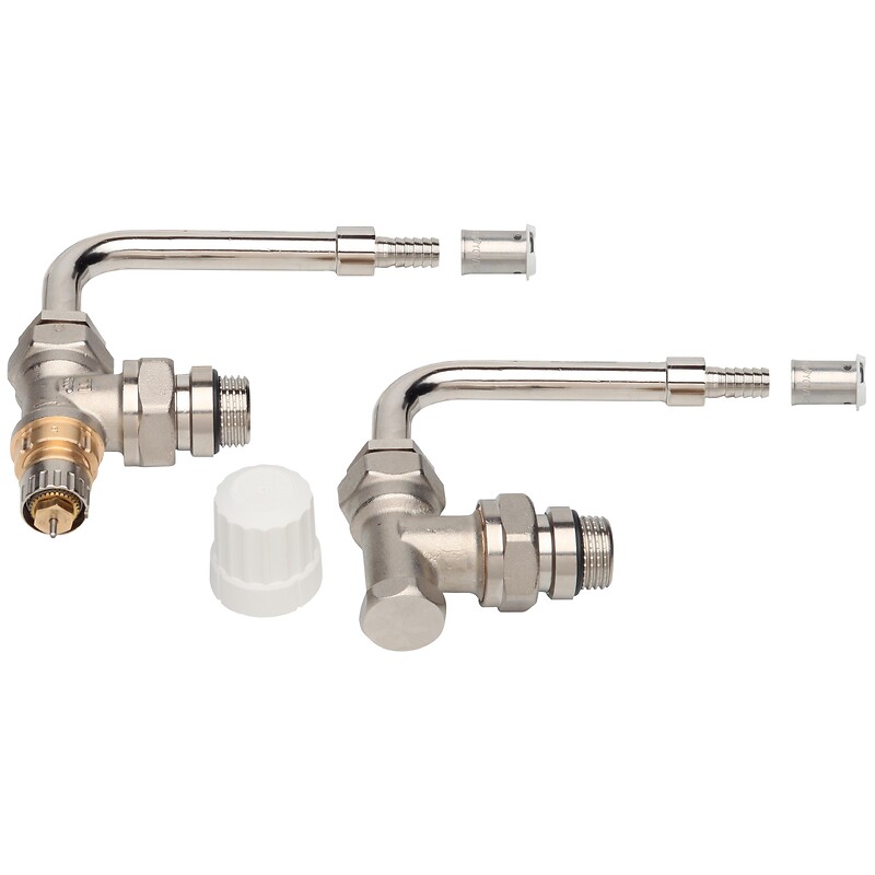 Kit hydrocablé 75 mm HC-RE. RA-IN équerre + RLV-S pour PER 16 mm, à sertir avec coude orientable - DANFOSS - 126387