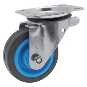 Roulette pivotante sur platine roue Résilex® pour charges lourdes - Maxiroll, diamètre 160 mm, charge 400 kg - GUITEL HERVIEU - 533618