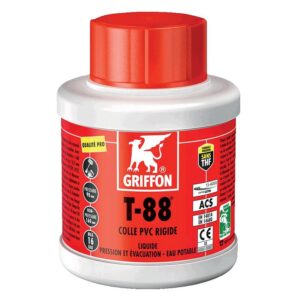 Colle T-88 liquide pour PVC rigide à prise rapide sans THF bidon de 1l avec pinceau goupillon - GRIFFON - 289403