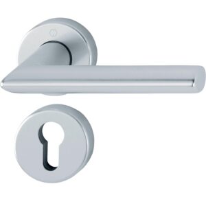 Béquille double renforcée sur rosace à usage intense ligne Stockholm SERTOS® clé I argent satiné F1 - HOPPE - 627663