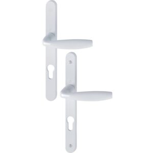 Ensemble sur plaque étroite de 24 mm ligne New York clé I carré de 7 entraxe 70 mm épaisseur porte 58-67 mm blanc 9016 - HOPPE - 583367