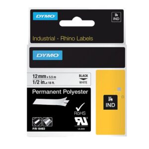 Ruban polyester pour DYMO® Rhino 4200 et 5200 étiquette blanche écriture noire 19mmx5,5m - Dymo - 113409