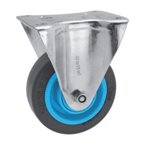 Roulette fixe sur platine roue Résilex® pour charges moyennes - Gemroll, diamètre 100 mm, charge 200 kg - GUITEL HERVIEU - 533576