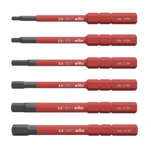 Boite de 6 embouts de vissage slim six pans, isolés 1000V 2 - 2,5 - 3 - 4 - 5 - 6 - WIHA - 614545
