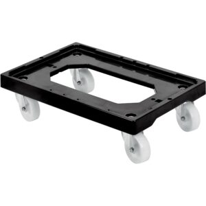 Socle 4 roues pour bacs et caisses 600x400 et 400x300mm base injectée en ABS-PC charge maxi 250kg coloris noir - GILAC - 352410