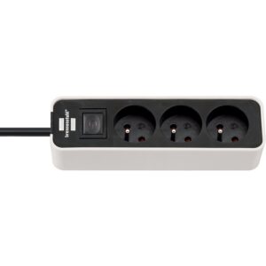 Multiprise Ecolor avec bloc 3 prises 2P+T et interrupteur - blanc/noir - BRENNENSTUHL - 698377