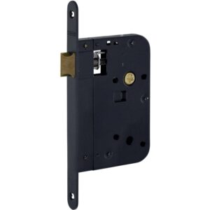 Serrure à larder XL bec-de-cane axe 70 têtière bouts ronds coloris noir réversible avec gâche - THIRARD - 642475