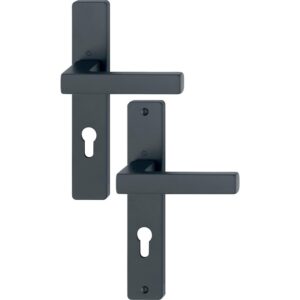 Béquille double sur plaque entraxe 195 mm ligne Toulon clé L inox brossé F9 pour porte épaisseur 58-67 - HOPPE - 642293