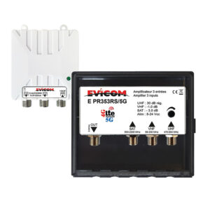 Kit préamplificateur 30 dB avec couplage SAT et VHF + alim. 10 Vcc 2 sorties - EVICOM - 280296