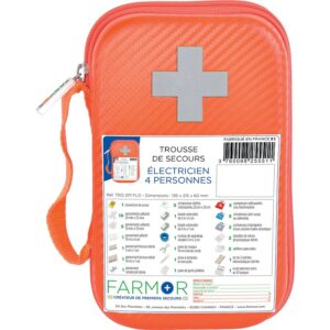 Trousse de secours Électricien 4 personnes en EVA Orange Fluo - Farmor - 530783