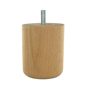 Pied de meuble rond Ø 68 en bois - hauteur 80 mm - filetage M8 - en hêtre brut - Interges - 556446