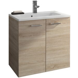 Ensemble complet Angelo Bardolino 60 cm (Caisson avec 2 portes + vasque céramique + Miroir + applique LED) - NEOVA - 578453