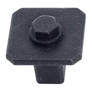 Bouton KENTUCKY 27 x 27 mm hauteur 26 mm en zamak finition acier noir - METAKOR - 569570