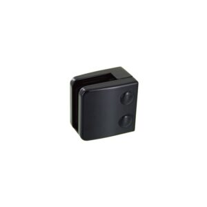 Pinces à verre pour garde-corps - modèle 06 - carré 55x55 mm - support plat - zamak noir RAL 9005 - Design Production - 165552