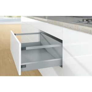 Kit complet tiroir ArciTech à casseroles avec tringles profil H94mm paroi arrière H250mm coloris argenté longueur 270mm - HETTICH - 428268