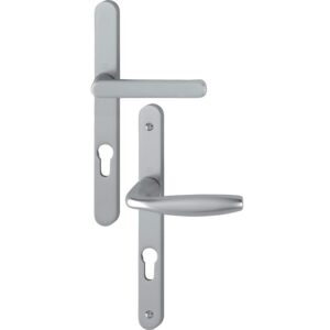 Ensemble sur plaque étroite 24mm ligne New York clé I carré 8 entraxe 92 pour porte 68-77 aspect inox F9 saillie réduite - HOPPE - 583444