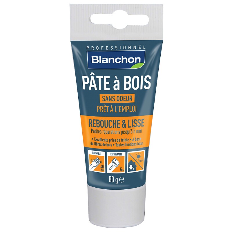 Pâte à bois prêt à l'emploi, petites réparations, teinte chêne foncé, tube de 80 g - BLANCHON - 610821