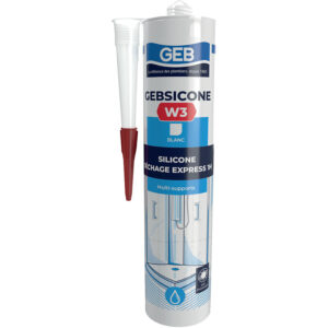 Mastic sanitaire silicone acétique W3 translucide multi-supports sans odeur carton de 12 cartouches de 280ml - GEB - 697677