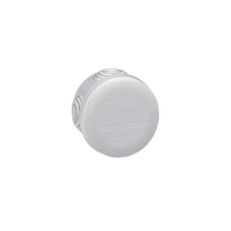 Boîte ronde Ø 60 hauteur 40 étanche Plexo gris embout (4) IP55/IK07 650°C - Legrand - 361257