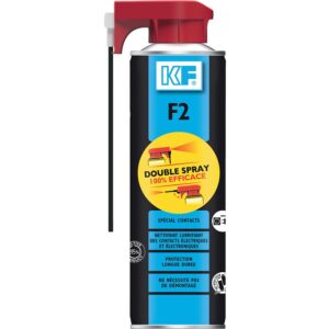 Nettoyant et lubrifiant F2 spécial contacts mobiles électriques et électroniques aérosol Double Spray de 500ml net - KF - 125610