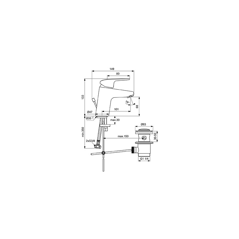 Mitigeur de lavabo Okyris CH3 (5 l/min) chromé - PORCHER - 629973 – Image 2