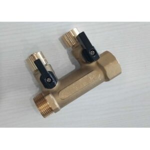 Collecteur de distribution M/F Colbeck à visser avec vannes intégrées - entrée M/F 20x27 et 2 départs à glissement diamètre 16 mm (entraxe 50 mm) - LEGALLAIS - 110308
