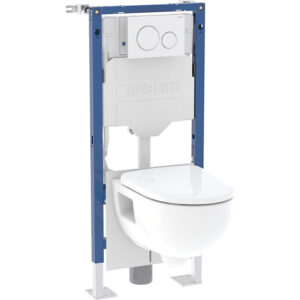 Bâti-support WC Duofix autoportant - pack avec cuvette suspendu Renova semi-carénée et plaque Sigma20 - GEBERIT - 168450