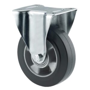 Roulette fixe 3478 IEP, chape acier zingué embouti, roue aluminium à bandage caoutchouc élastique Ø 200 mm - Tente - 621881