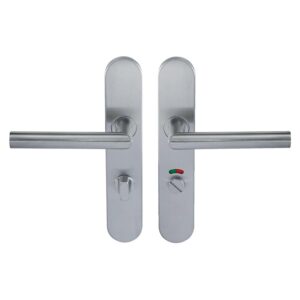 Béquille double inox sur plaque Ligne 19 type V condamnation à voyant - NORMBAU - 449359
