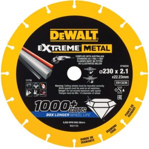 Disque diamant métal Max diamètre 230 mm épaisseur 1,3 mm alésage 22,23 mm - DEWALT - 621615