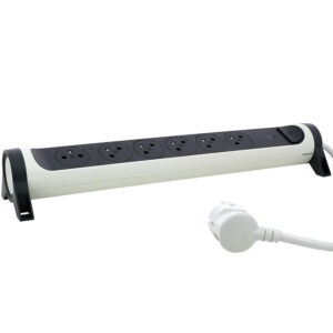 Multiprise bloc de 6 prises de courant 2P+T 16A avec parafoudre et rallonge 3G1,5 de 1,5 m - blanc-anthracite - Legrand - 655796
