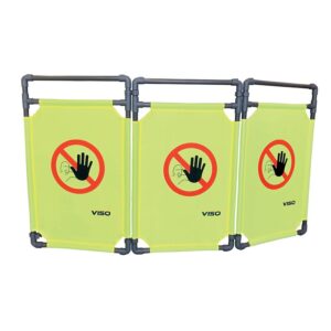 Barrière d'intervention et de travaux TRAVOLITE en PVC avec 3 panneaux de 0,57x1m en polyester - VISO - 116818