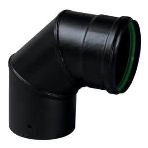 Coude équerre 90° émail noir mat Ø 80 + joint - TEN - 778428