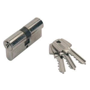 cylindre double type TE5 en laiton nickelé 45 X 50 mm 3 clés variure 68454 A/B - TESA ASSA ABLOY - 452859