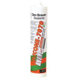 Mastic bâtiment miroiterie silicone neutre alcoxy 7070+ coloris Gris alu RAL 7001 carton de 25 cartouches de 300 ml - DEN BRAVEN - 134661