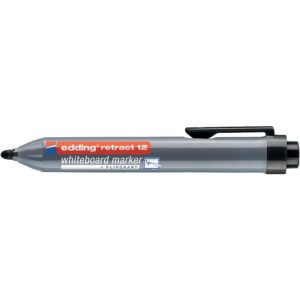 Marqueur rétractable pour tableaux blancs e-12, largeur d'écriture de 1,5 à 3 mm coloris noir - EDDING - 561023