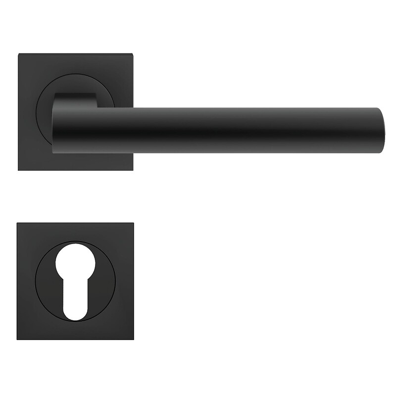 Béquille double sur rosaces carrées série ER 45 Q Madeira finition noir Cosmos fonction clé I - Karcher design - 594455