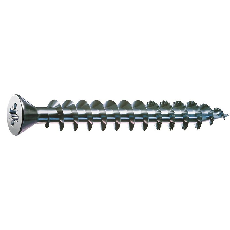 Vis à bois aggloméré tête fraisée empreinte Pozidriv acier zingué blanc pour charnières piano 3x15mm boîte de 1000p - SPAX - 588981