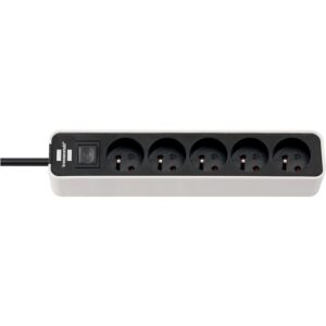 Multiprise Ecolor avec bloc 5 prises 2P+T et interrupteur - blanc/noir - BRENNENSTUHL - 698391