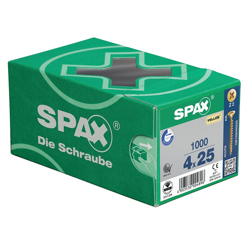 Vis à bois aggloméré tête fraisée Pozidriv partiellement filetée revêtement YELLOX® 4x35mm boîte de 1000 pièces - SPAX - 644268 – Image 2