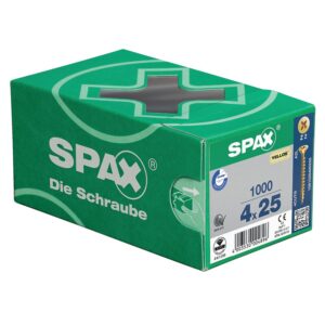 Vis à bois aggloméré tête fraisée empreinte Pozidriv acier zingué bichromaté partiellement filetées Yellox, Ø 4,5 mm, longueur 8 - SPAX - 421022