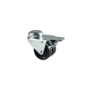 Roulette pivotante à blocage jumelée fixation à œil bandage polyamide pour charges légères, diamètre 50 mm, charge 60 kg, type 2 - Tente - 258385