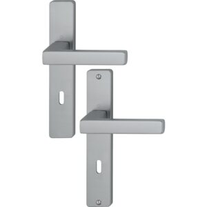 Béquille double sur plaque entraxe 195 mm ligne Toulon clé I inox brossé F9 - HOPPE - 627516