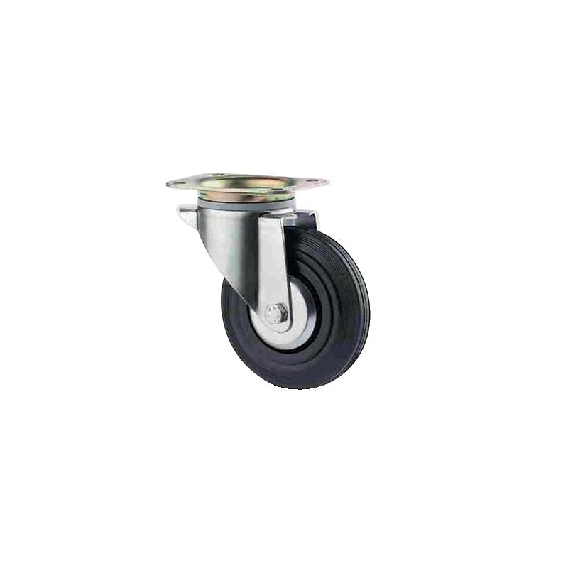 Roulette pivotante sur platine charges moyennes 3370 charge 100 kg roue caoutchouc diamètre 125 mm avec roulement rouleaux - Tente - 335400