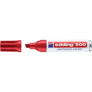 Marqueur permanent E 500 à pointe biseautée 2 à 7mm résiste à l'usure et à la lumière séchage rapide coloris noir, boîte de 10 pièces - EDDING - 594532