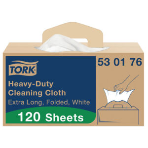 Chiffons non tissé blancs pliés ultra résistants carton distributeur de 120 formats de 61,5x35,5 cm - Tork - 621861