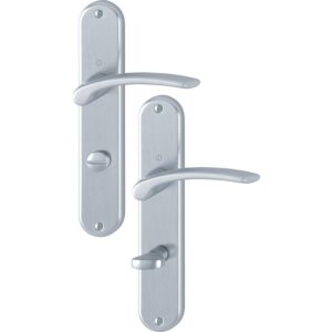 Béquille double sur plaque Type Ibiza aluminium entraxe 195 mm finition chromé satiné condamnation - HOPPE - 453839