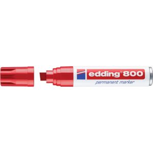 Marqueur permanent E 800 à pointe durable extra large biseautée 4 à 12mm grande capacité d'encre coloris rouge - EDDING - 594553