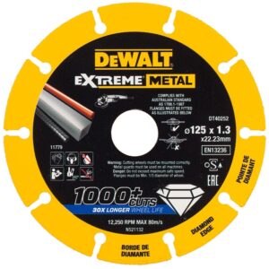 Disque diamant métal Max diamètre 125 mm épaisseur 1,3 mm alésage 22,23 mm - DEWALT - 621608